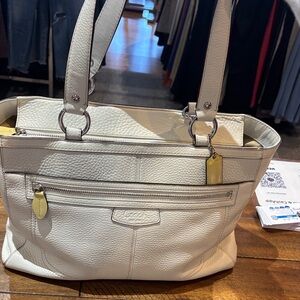 Coach Ivory Leather Tote Bag